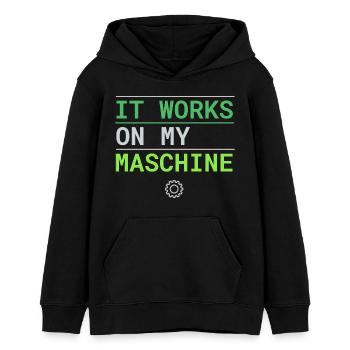 It Works On My Machine - Developer Excuse - Teens Organic Hoodie by Stanley/Stella - black - Front - AI Model Teenager Male light (155cm)