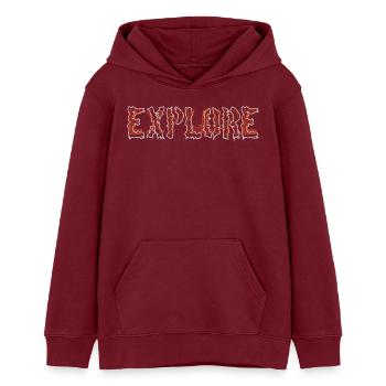 explore - Teens Organic Hoodie by Stanley/Stella - burgundy - Front - AI Model Teenager Male dark (155cm)