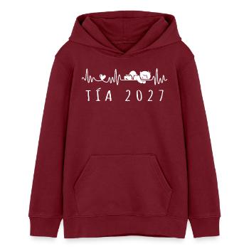 Futura Tía 2027 Latido del Corazón Embarazo - Teenager Organic Hoodie Mini Cruiser von Stanley/Stella - Burgunderrot - Vorne - AI Model Teenager Male dark (155cm)