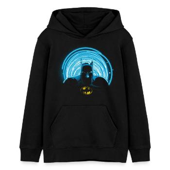 DC Comics Originals Batman Umriss Neonlicht - Teenager Organic Hoodie Mini Cruiser von Stanley/Stella - Schwarz - Vorne - AI Model Teenager Male light (155cm)