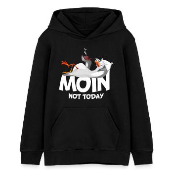 Moin Möwe Vogel Hafen Küste Faul - Teenager Organic Hoodie Mini Cruiser von Stanley/Stella - Schwarz - Vorne - AI Model Teenager Male light (155cm)