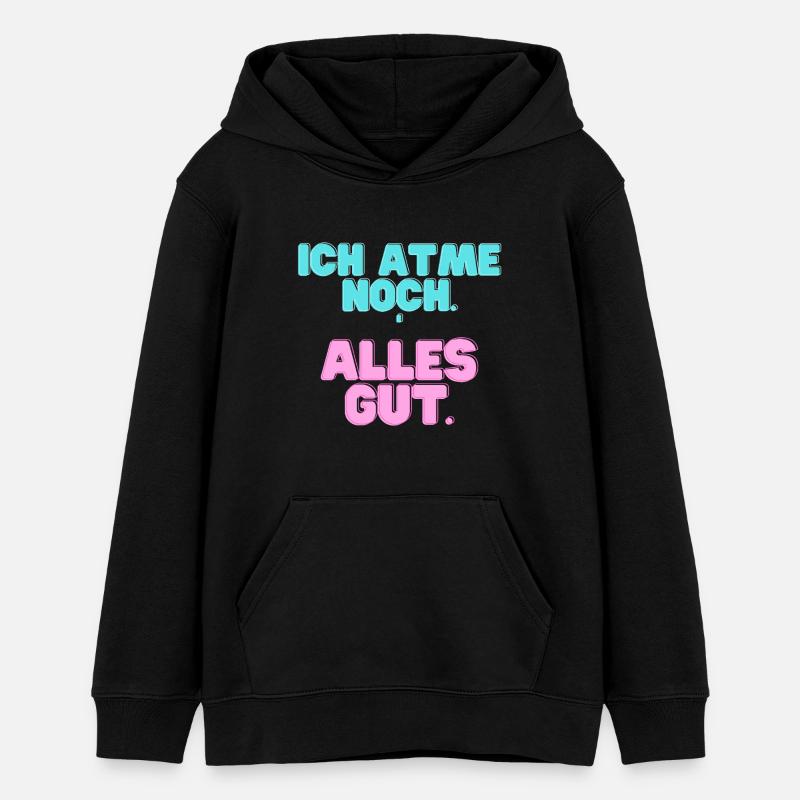 Ich_atme_noch - Sweat à capuche ado bio Stanley/Stella - noir