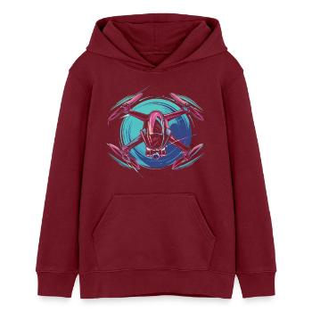 Neon Drone - Sweat à capuche ado bio Stanley/Stella - bordeaux - Devant - AI Model Teenager Male dark (155cm)
