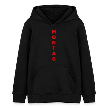 Lundi - rouge - Sweat à capuche ado bio Stanley/Stella - noir - Devant - AI Model Teenager Male light (155cm)