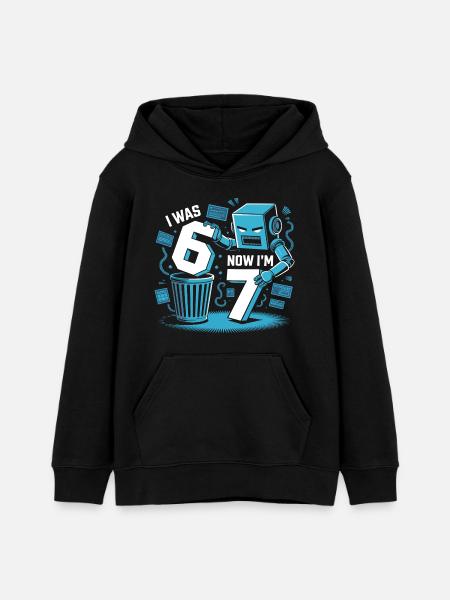 Six Seven Robot 7 års bursdag 67 - Hettegenser ungdom økologisk Stanley/Stella - svart