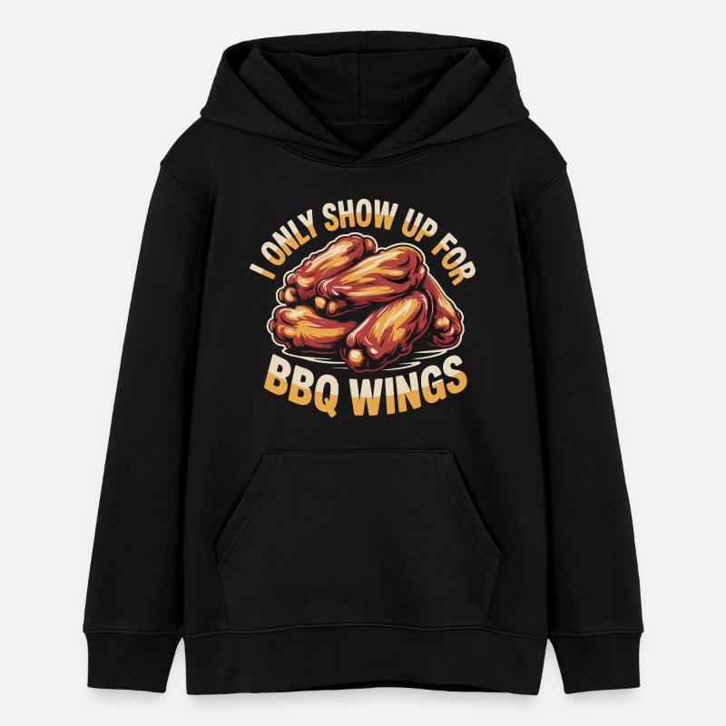Ailes de poulet : humour drôle de nourriture - Sweat à capuche ado bio Stanley/Stella - noir