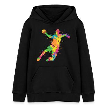 bunter Handballspieler Handballer Handball - Teenager Organic Hoodie Mini Cruiser von Stanley/Stella - Schwarz - Vorne - AI Model Teenager Male light (155cm)