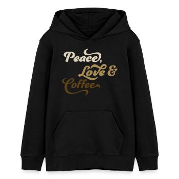 Café - Sweat à capuche ado bio Stanley/Stella - noir - Devant - AI Model Teenager Male light (155cm)