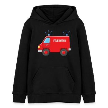Camion de pompiers - Sweat à capuche ado bio Stanley/Stella - noir - Devant - AI Model Teenager Male light (155cm)