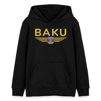 T-Shirt Bakou – Pour les fans de la capitale - Sweat à capuche ado bio Stanley/Stella - noir - Devant - AI Model Teenager Male light (155cm)