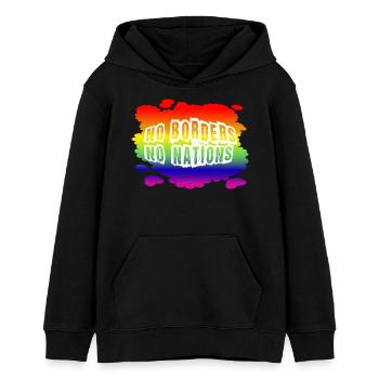 Stop AfD contre la droite, la démocratie, la diversité, la gauche - Sweat à capuche ado bio Stanley/Stella - noir - Devant - AI Model Teenager Male light (155cm)