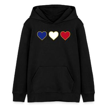 J’aime le cœur de la France - Sweat à capuche ado bio Stanley/Stella - noir - Devant - AI Model Teenager Male light (155cm)