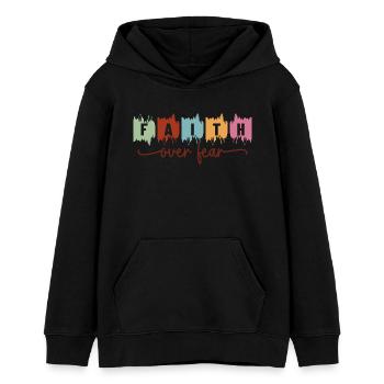 faith over fear - Teenager Organic Hoodie Mini Cruiser von Stanley/Stella - Schwarz - Vorne - AI Model Teenager Male light (155cm)