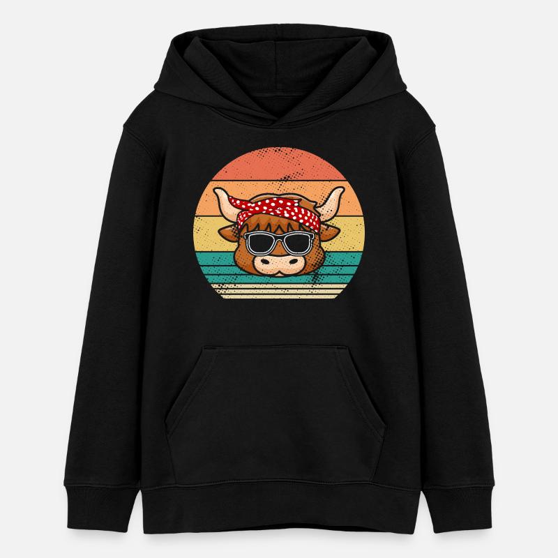 Bovins de buffle Bœufs - Sweat à capuche ado bio Stanley/Stella - noir