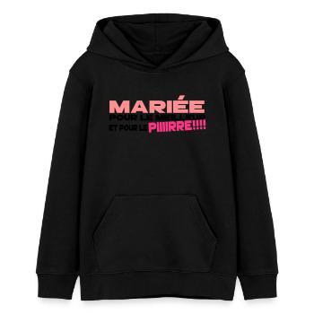 mariée humour - Sweat à capuche ado bio Stanley/Stella - noir - Devant - AI Model Teenager Male light (155cm)