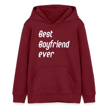 best boyfriend ever - Teens Organic Hoodie by Stanley/Stella - burgundy - Front - AI Model Teenager Male dark (155cm)