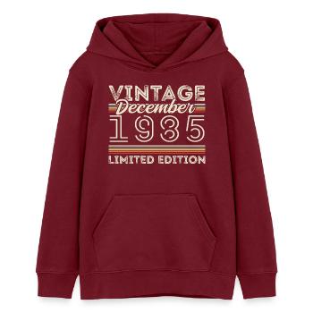 Vintage Décembre 1985 - 40e Anniversaire Décember - Sweat à capuche ado bio Stanley/Stella - bordeaux - Devant - AI Model Teenager Male dark (155cm)