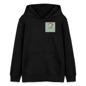 Van Gogh - Autoportrait - PixelArt Self-Portrait - Sweat à capuche ado bio Stanley/Stella - noir - Devant - AI Model Teenager Male light (155cm)