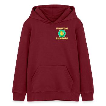 LUSTIGE MOTIVATION LAUFBIRNE - Teenager Organic Hoodie Mini Cruiser von Stanley/Stella - Burgunderrot - Vorne - AI Model Teenager Male dark (155cm)