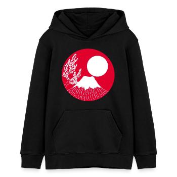 Mont fuji manga - Sweat à capuche ado bio Stanley/Stella - noir - Devant - AI Model Teenager Male light (155cm)