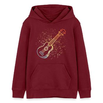 Vintage Ukulele - Teens Organic Hoodie by Stanley/Stella - burgundy - Front - AI Model Teenager Male dark (155cm)