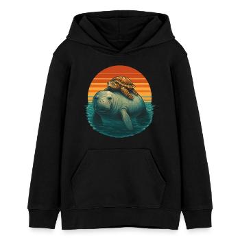 Manatee Schildkröte Ozean Freunde - Teenager Organic Hoodie Mini Cruiser von Stanley/Stella - Schwarz - Vorne - AI Model Teenager Male light (155cm)