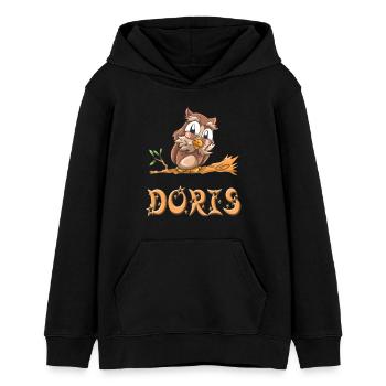 Hibou Doris - Sweat à capuche ado bio Stanley/Stella - noir - Devant - AI Model Teenager Male light (155cm)