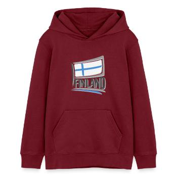 Finland Souvenir Landmark, Finland Flag Travel - Teens Organic Hoodie by Stanley/Stella - burgundy - Front - AI Model Teenager Male dark (155cm)