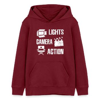 Cinéaste - Sweat à capuche ado bio Stanley/Stella - bordeaux - Devant - AI Model Teenager Male dark (155cm)