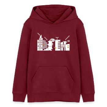 Monster trifft Bauhaus L Weiß - Teenager Organic Hoodie Mini Cruiser von Stanley/Stella - Burgunderrot - Vorne - AI Model Teenager Male dark (155cm)