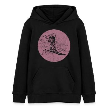 Ski - Vacances au ski et ski rétro - Sweat à capuche ado bio Stanley/Stella - noir - Devant - AI Model Teenager Male light (155cm)