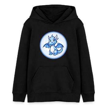Drache Blau Kawaii Cartoon Figur Clipart Haustier - Teenager Organic Hoodie Mini Cruiser von Stanley/Stella - Schwarz - Vorne - AI Model Teenager Male light (155cm)