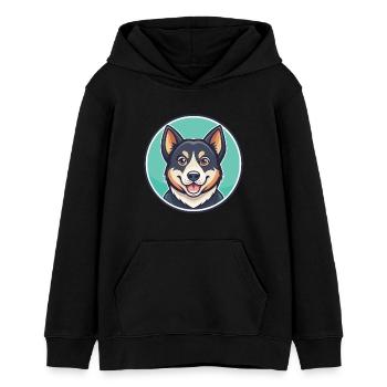 Rache chien race dessin animé Kawaii Clipart animal de compagnie - Sweat à capuche ado bio Stanley/Stella - noir - Devant - AI Model Teenager Male light (155cm)