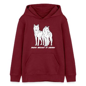 RUDEL BEGINNT IM HERZEN - Teenager Organic Hoodie Mini Cruiser von Stanley/Stella - Burgunderrot - Vorne - AI Model Teenager Male dark (155cm)