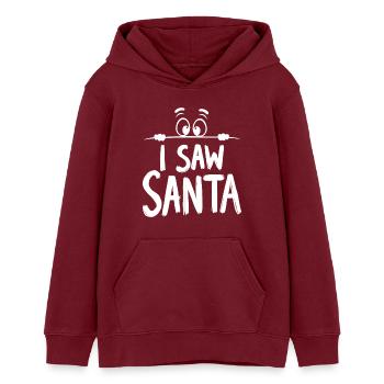 J’ai vu le Père Noël - Sweat à capuche ado bio Stanley/Stella - bordeaux - Devant - AI Model Teenager Male dark (155cm)