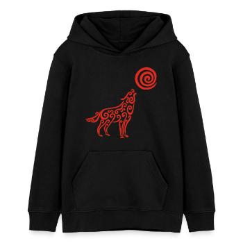 Der Wolf und der rote Mond - Teenager Organic Hoodie Mini Cruiser von Stanley/Stella - Schwarz - Vorne - AI Model Teenager Male light (155cm)