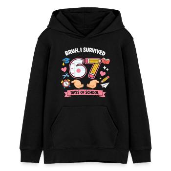 Bruh ich habe 67 Schultage überlebt - Teenager Organic Hoodie Mini Cruiser von Stanley/Stella - Schwarz - Vorne - AI Model Teenager Male light (155cm)