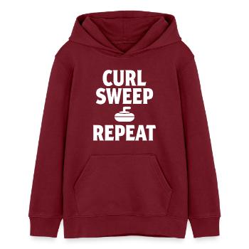 Curl Sweep Repeat Curling Sport Eissport - Teenager Organic Hoodie Mini Cruiser von Stanley/Stella - Burgunderrot - Vorne - AI Model Teenager Male dark (155cm)