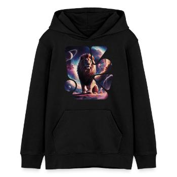 Space Lion - Teens Organic Hoodie by Stanley/Stella - black - Front - AI Model Teenager Male light (155cm)