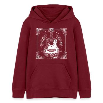 Ukulélé Dessin animé - Sweat à capuche ado bio Stanley/Stella - bordeaux - Devant - AI Model Teenager Male dark (155cm)