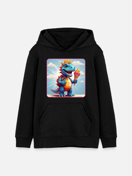 Süßer Dino mit Eiszauber - Teens Organic Hoodie by Stanley/Stella - black