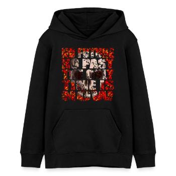 The only time is now Skull R6Z - Teens Organic Hoodie by Stanley/Stella - black - Front - AI Model Teenager Male light (155cm)