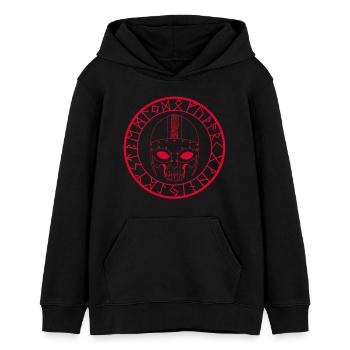 Wikinger Schädel (Rot) - Teenager Organic Hoodie Mini Cruiser von Stanley/Stella - Schwarz - Vorne - AI Model Teenager Male light (155cm)