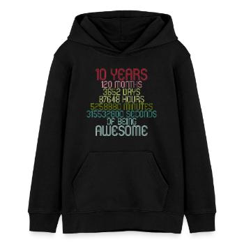 10. Geburtstag | 10 Jahre | 2 Schaltjahre inklusiv - Teenager Organic Hoodie Mini Cruiser von Stanley/Stella - Schwarz - Vorne - AI Model Teenager Male light (155cm)