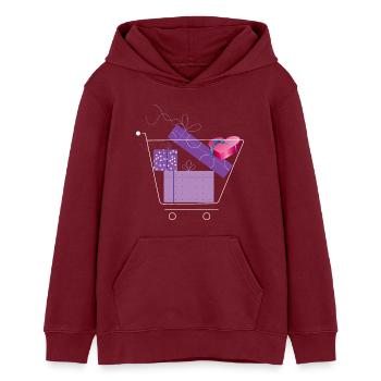 Panier avec cadeaux - Sweat à capuche ado bio Stanley/Stella - bordeaux - Devant - AI Model Teenager Male dark (155cm)