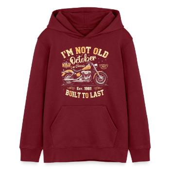 Birthday October 1961 Anniversary October 1961 - Teens Organic Hoodie by Stanley/Stella - burgundy - Front - AI Model Teenager Male dark (155cm)