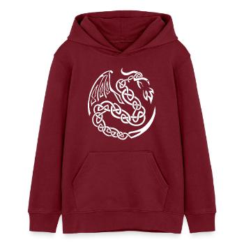 Weißer keltischer Drache - Teenager Organic Hoodie Mini Cruiser von Stanley/Stella - Burgunderrot - Vorne - AI Model Teenager Male dark (155cm)