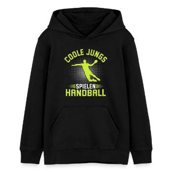 Coole Jungs Spielen Handball Handballer - Teenager Organic Hoodie Mini Cruiser von Stanley/Stella - Schwarz - Vorne - AI Model Teenager Male light (155cm)