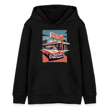 Classic Cars 1950 - Teenager Organic Hoodie Mini Cruiser von Stanley/Stella - Schwarz - Vorne - AI Model Teenager Male light (155cm)