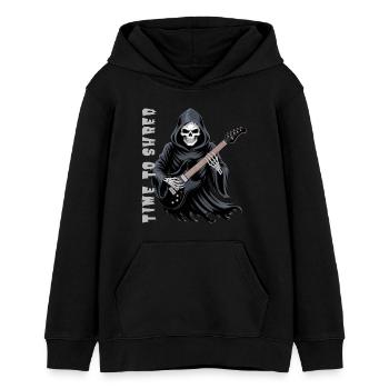 Grim Reaper Rockt Die Gitarre - Teenager Organic Hoodie Mini Cruiser von Stanley/Stella - Schwarz - Vorne - AI Model Teenager Male light (155cm)